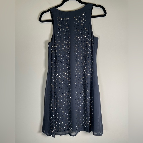FRENCH CONNECTION Dress Navy Blue Studded Rockstud V Neck Sleeveless Shift boho - Picture 14 of 16